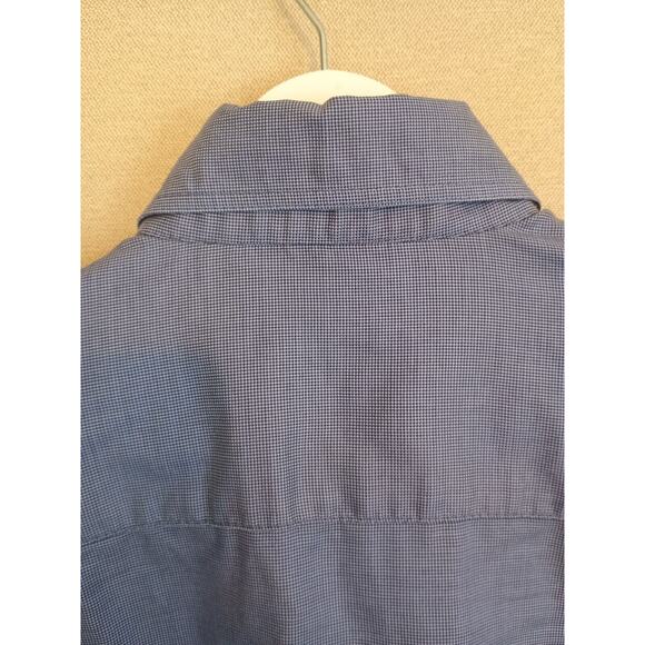 Ermenegildo Zegna Shirt Mens Medium Blue Micro Check Corpcore Office Button Down - Picture 11 of 12